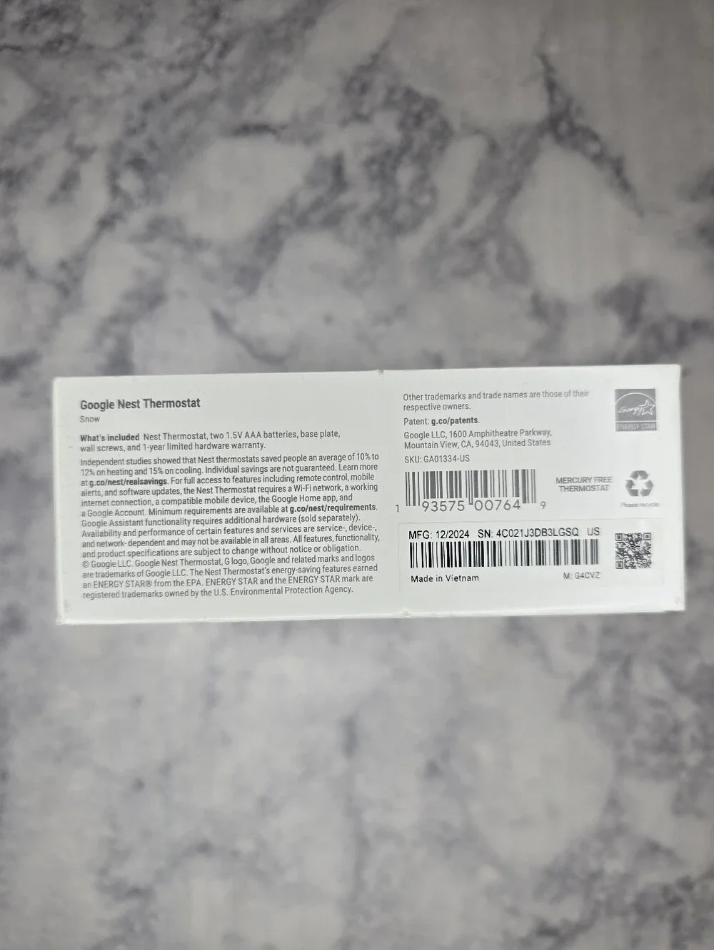 Google Nest Thermostat White Smart Thermostat